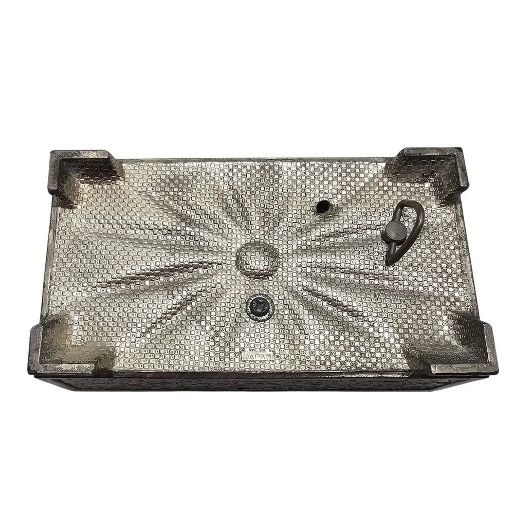 Vintage Ornate Silver Metal Decorative Music Box with Intricate Floral Engraving